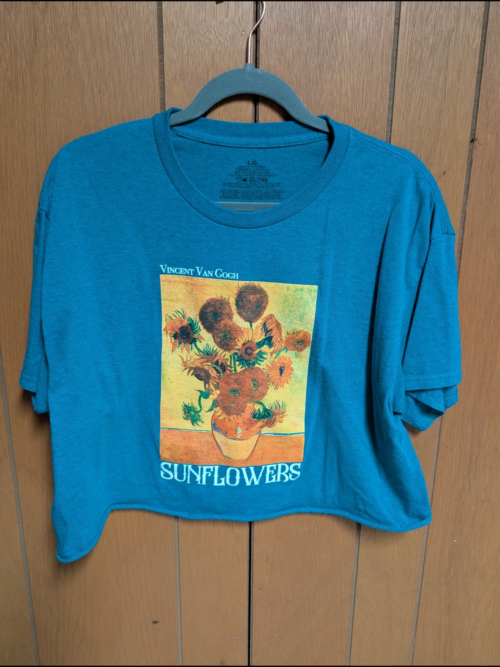 Sunflowers Graphic Crop Tee - Teal